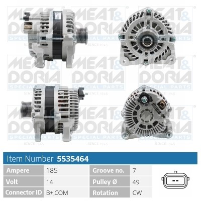 Generator 14V 185A Meat & doria 5535464 MEAT & DORIA
