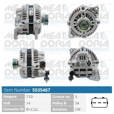 Generator 14V 110A Meat & doria 5535467 MEAT & DORIA