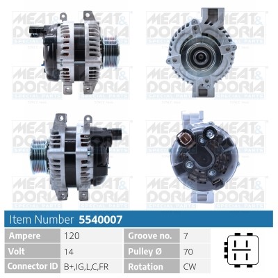 Generator 14V 120A Meat & doria 5540007 MEAT & DORIA
