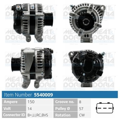 Generator 14V 150A Meat & doria 5540009 MEAT & DORIA