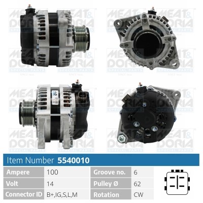 Generator 14V 100A Meat & doria 5540010 MEAT & DORIA