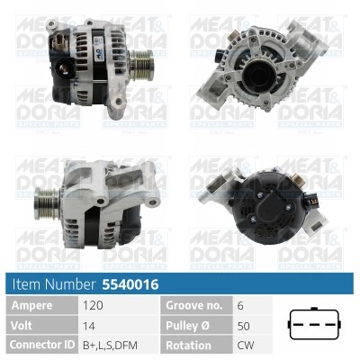 Generator 14V 120A Meat & doria 5540016 MEAT & DORIA