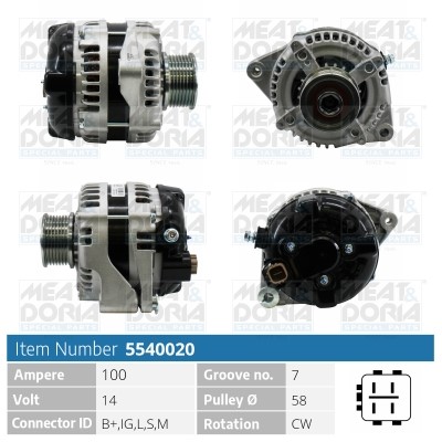 Generator 14V 100A Meat & doria 5540020 MEAT & DORIA