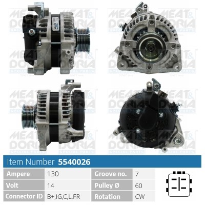 Generator 14V 130A Meat & doria 5540026 MEAT & DORIA