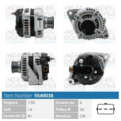 Generator 14V 150A Meat & doria 5540038 MEAT & DORIA