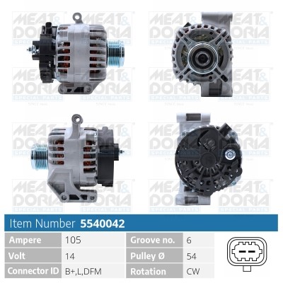 Generator 14V 105A Meat & doria 5540042 MEAT & DORIA