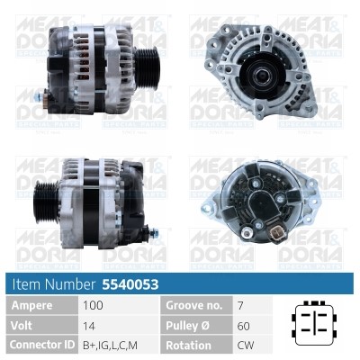 Generator 14V 100A Meat & doria 5540053 MEAT & DORIA