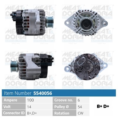 Generator 14V 100A Meat & doria 5540056 MEAT & DORIA
