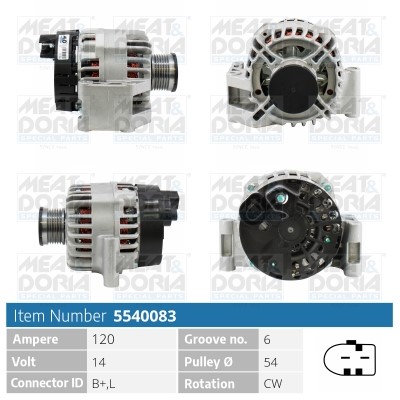 Generator 14V 120A Meat & doria 5540083 MEAT & DORIA