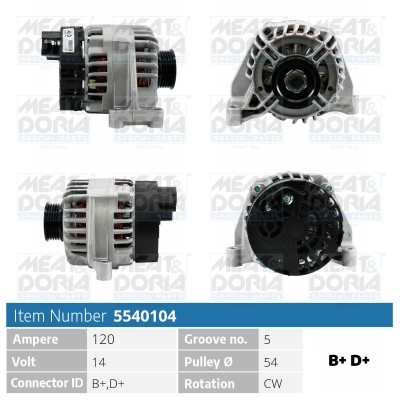 Generator 14V 120A Meat & doria 5540104 MEAT & DORIA