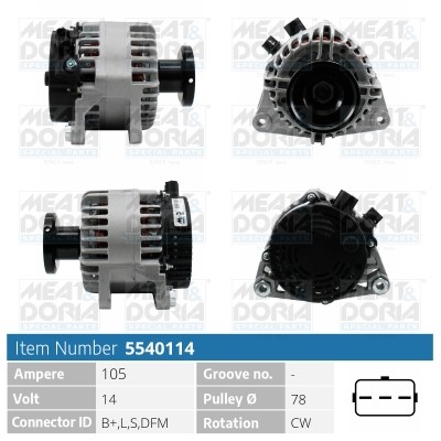 Generator 14V 105A Meat & doria 5540114 MEAT & DORIA