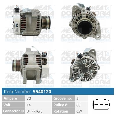 Generator 14V 70A Meat & doria 5540120 MEAT & DORIA Generator 14V 70A Meat & doria 5540120 MEAT & DORIA
