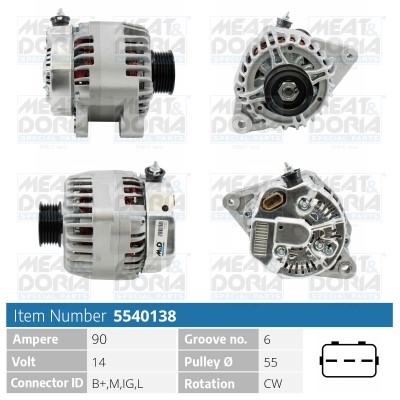 Generator 14V 90A Meat & doria 5540138 MEAT & DORIA