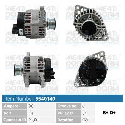Generator 14V 90A Meat & doria 5540140 MEAT & DORIA