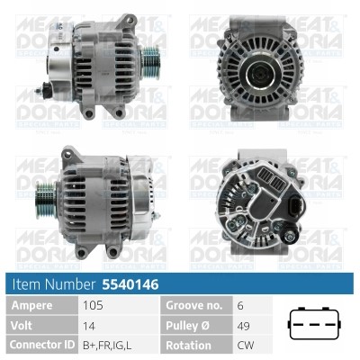 Generator 14V 105A Meat & doria 5540146 MEAT & DORIA