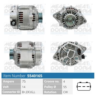 Generator 14V 75A Meat & doria 5540165 MEAT & DORIA