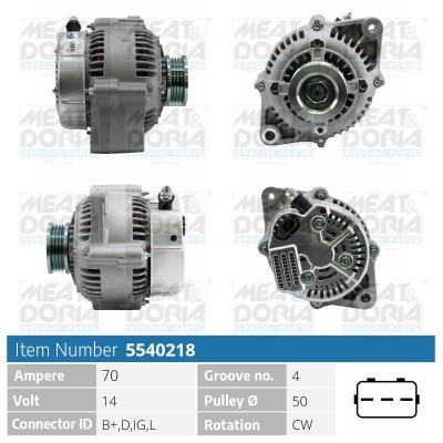 Generator 14V 70A Meat & doria 5540218 MEAT & DORIA
