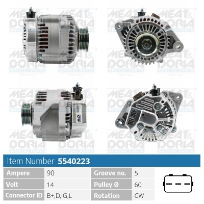 Generator 14V 90A Meat & doria 5540223 MEAT & DORIA