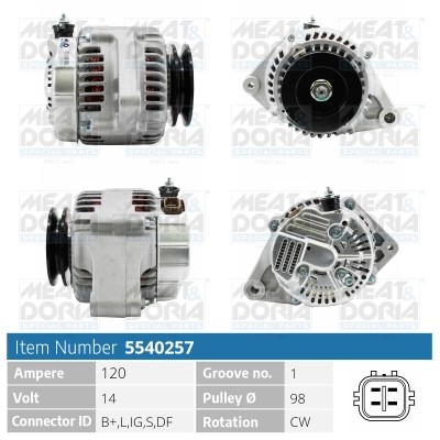 Generator 14V 120A Meat & doria 5540257 MEAT & DORIA