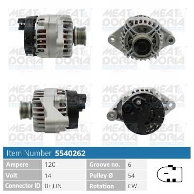Generator 14V 120A Meat & doria 5540262 MEAT & DORIA
