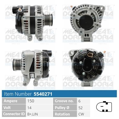 Generator 14V 150A Meat & doria 5540271 MEAT & DORIA