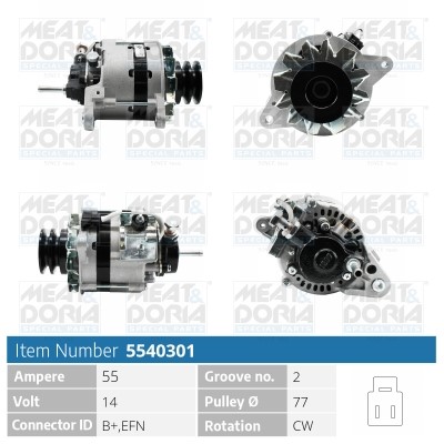 Generator 14V 55A Meat & doria 5540301 MEAT & DORIA