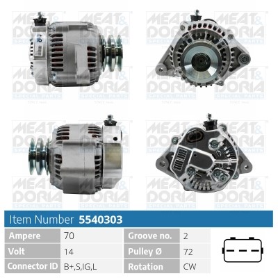 Generator 14V 70A Meat & doria 5540303 MEAT & DORIA