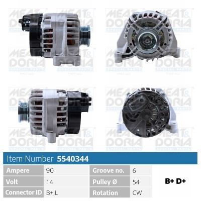 Generator 14V 90A Meat & doria 5540344 MEAT & DORIA
