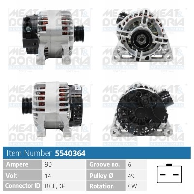 Generator 14V 90A Meat & doria 5540364 MEAT & DORIA