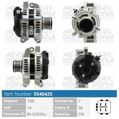 Generator 14V 100A Meat & doria 5540425 MEAT & DORIA