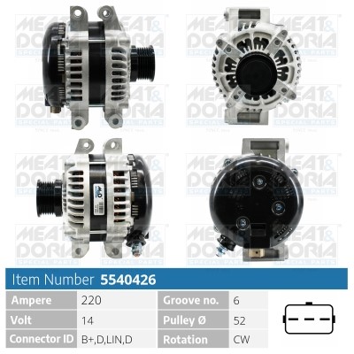 Generator 14V 220A Meat & doria 5540426 MEAT & DORIA