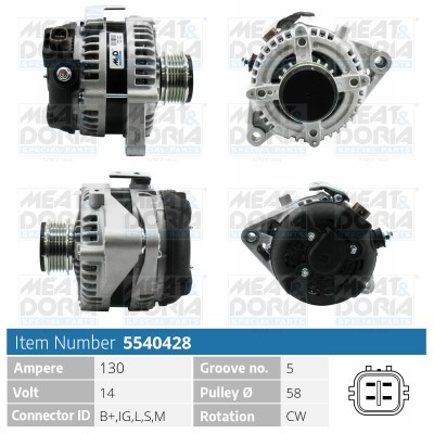 Generator 14V 130A Meat & doria 5540428 MEAT & DORIA