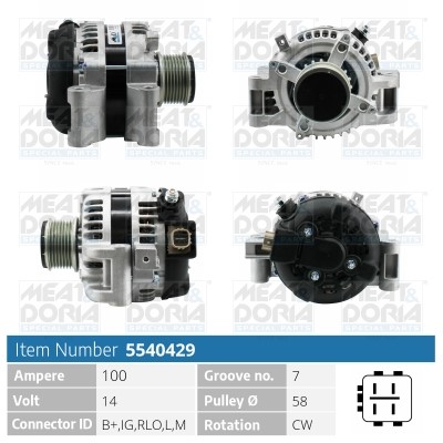 Generator 14V 100A Meat & doria 5540429 MEAT & DORIA