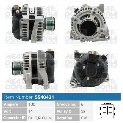 Generator 14V 100A Meat & doria 5540431 MEAT & DORIA