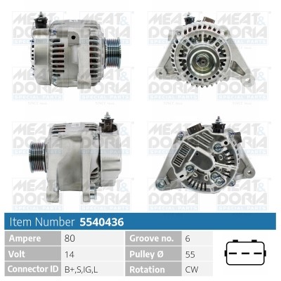 Generator 14V 80A Meat & doria 5540436 MEAT & DORIA