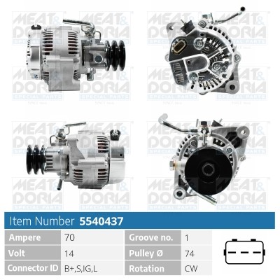 Generator 14V 70A Meat & doria 5540437 MEAT & DORIA
