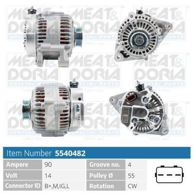 Generator 14V 90A Meat & doria 5540482 MEAT & DORIA Generator 14V 90A Meat & doria 5540482 MEAT & DORIA