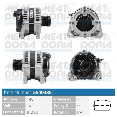 Generator 14V 140A Meat & doria 5540486 MEAT & DORIA