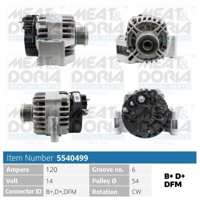 Generator 14V 120A Meat & doria 5540499 MEAT & DORIA