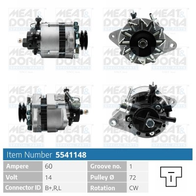 Generator 14V 60A Meat & doria 5541148 MEAT & DORIA