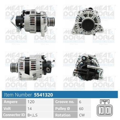 Generator 14V 120A Meat & doria 5541320 MEAT & DORIA