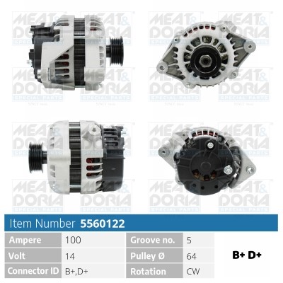 Generator 14V 100A Meat & doria 5560122 MEAT & DORIA