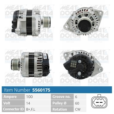 Generator 14V 100A Meat & doria 5560175 MEAT & DORIA