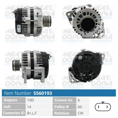 Generator 14V 100A Meat & doria 5560193 MEAT & DORIA