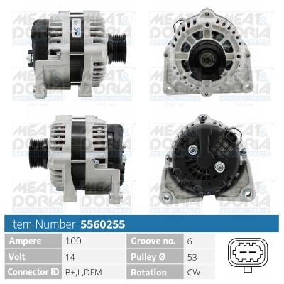 Generator 14V 100A Meat & doria 5560255 MEAT & DORIA