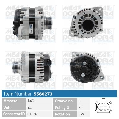 Generator 14V 140A Meat & doria 5560273 MEAT & DORIA