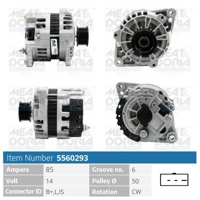Generator 14V 85A Meat & doria 5560293 MEAT & DORIA
