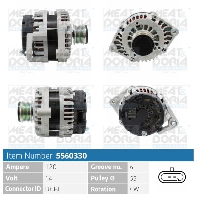 Generator 14V 120A Meat & doria 5560330 MEAT & DORIA