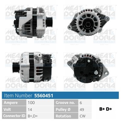 Generator 14V 100A Meat & doria 5560451 MEAT & DORIA