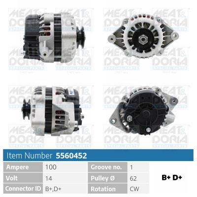 Generator 14V 100A Meat & doria 5560452 MEAT & DORIA